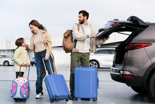 Family with their luggage