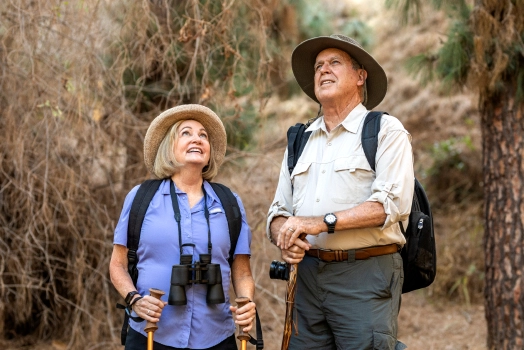 Happy elderly couple enjoying nature